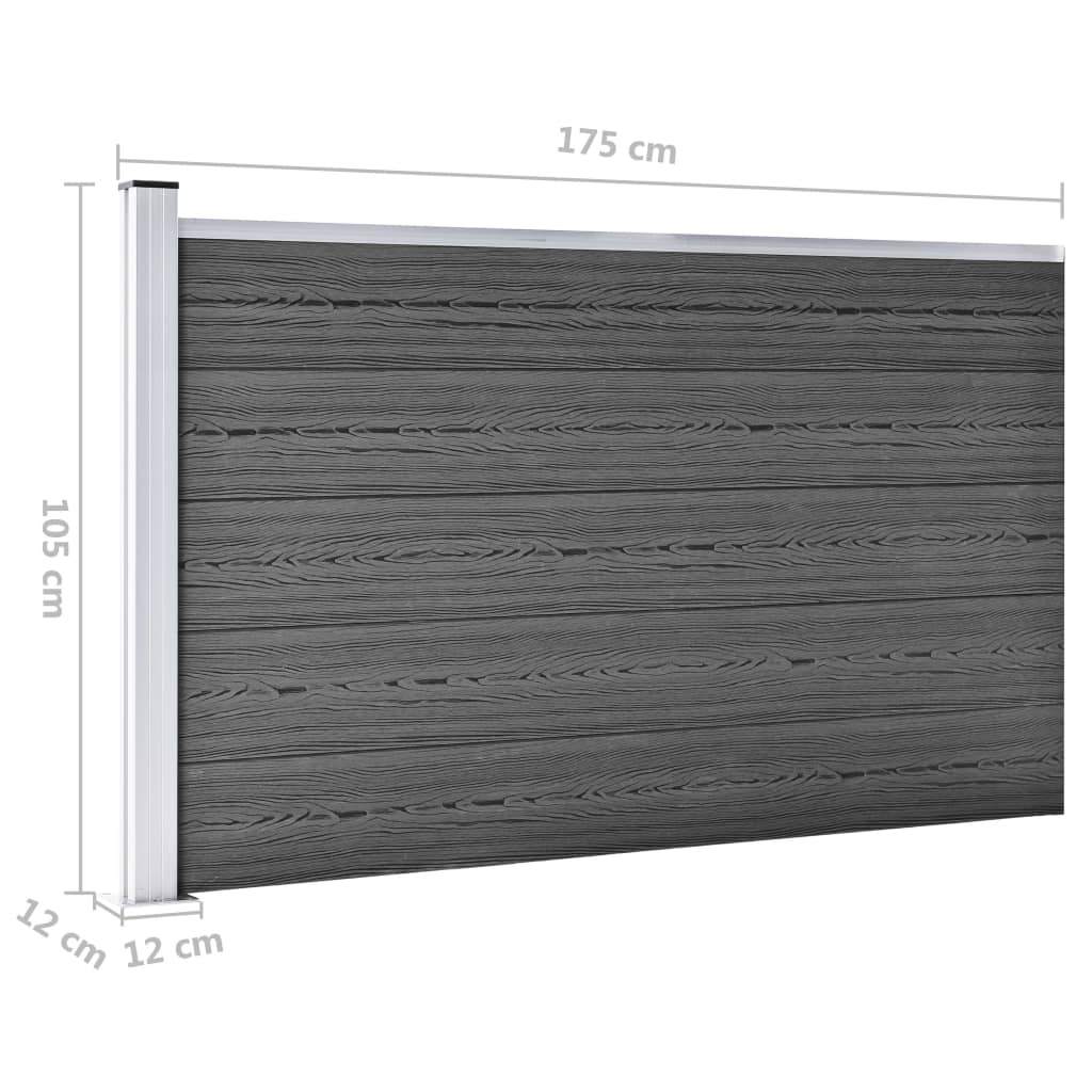 Set panela za ogradu WPC 526 x 105 cm crni