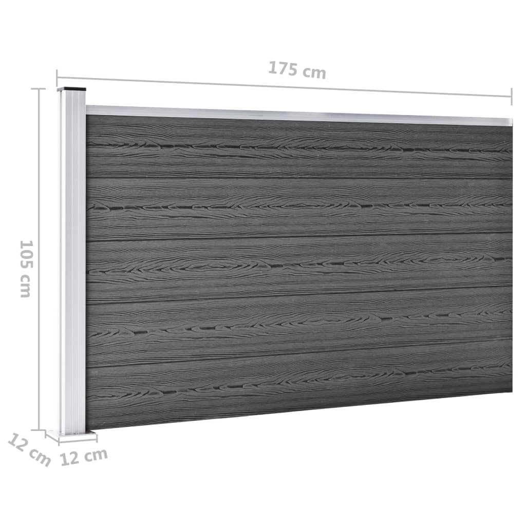 Set panela za ogradu WPC 872 x 105 cm crni