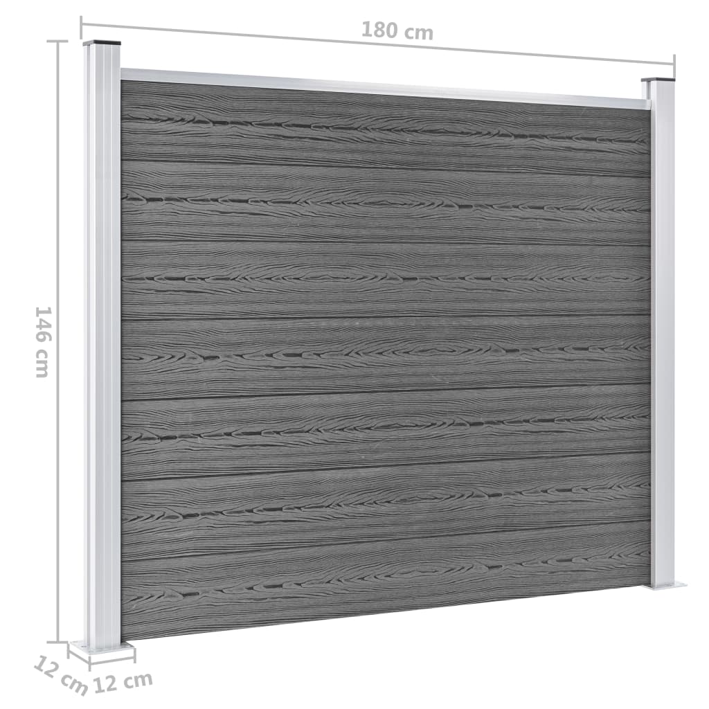 Set panela za ogradu WPC 353 x 146 cm sivi