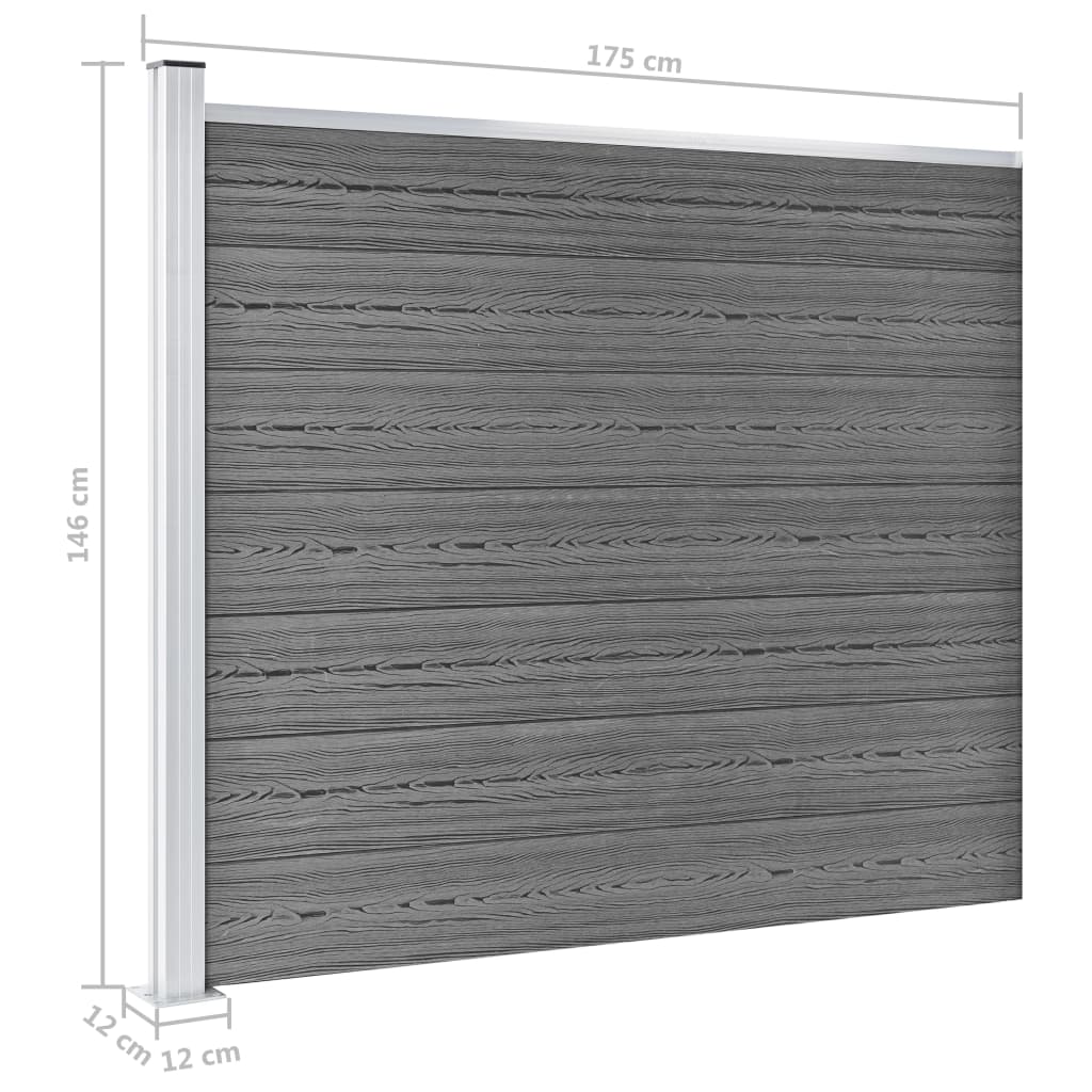 Set panela za ogradu WPC 699 x 146 cm sivi
