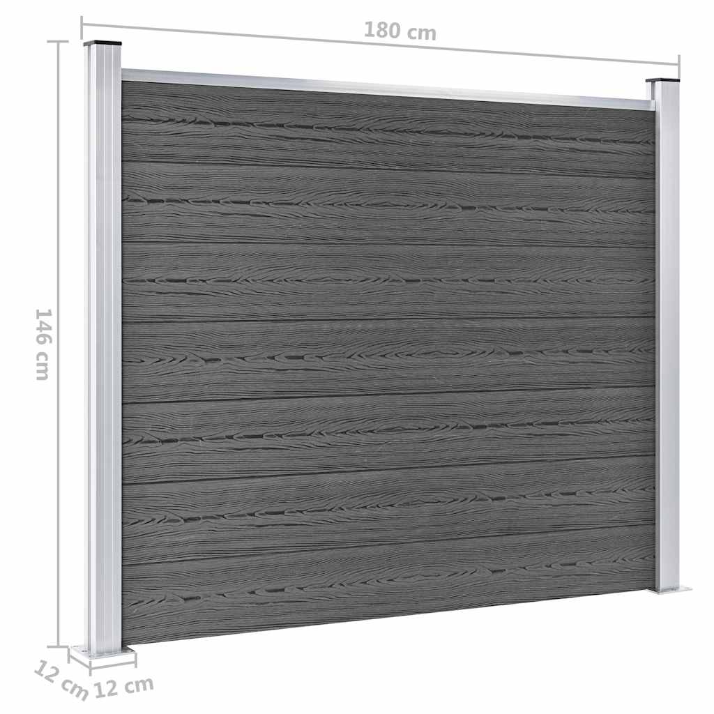 Set panela za ogradu WPC 353 x 146 cm crni