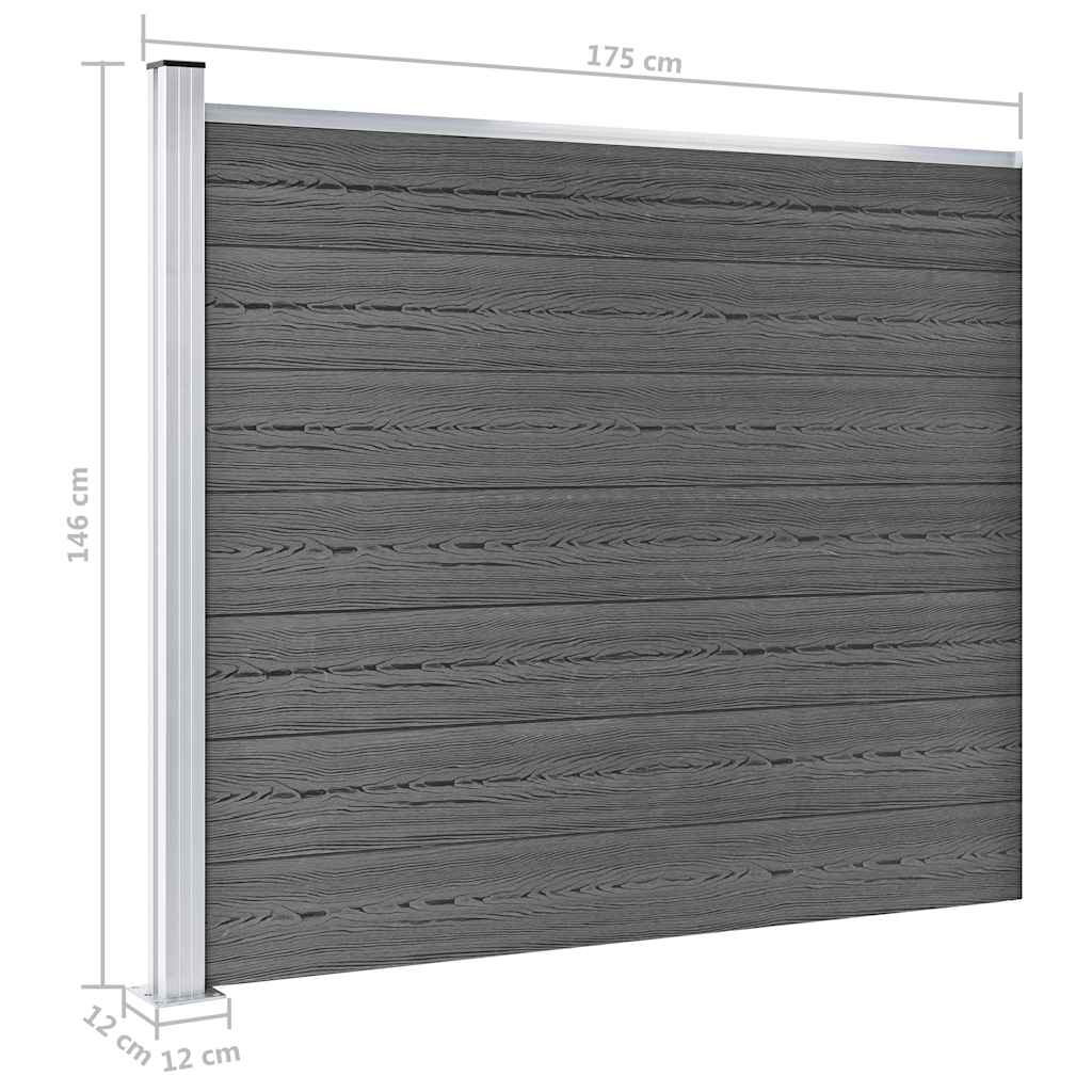 Set panela za ogradu WPC 699 x 146 cm crni