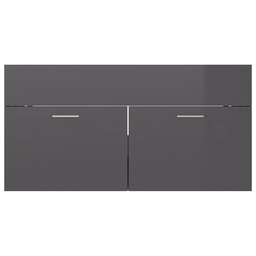 Ormarić s ugrađenim umivaonikom sjajni sivi konstruirano drvo