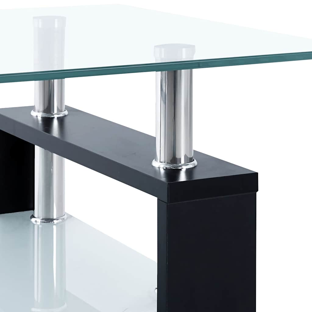 Stolić za kavu crno-prozirni 95 x 55 x 40 cm od kaljenog stakla
