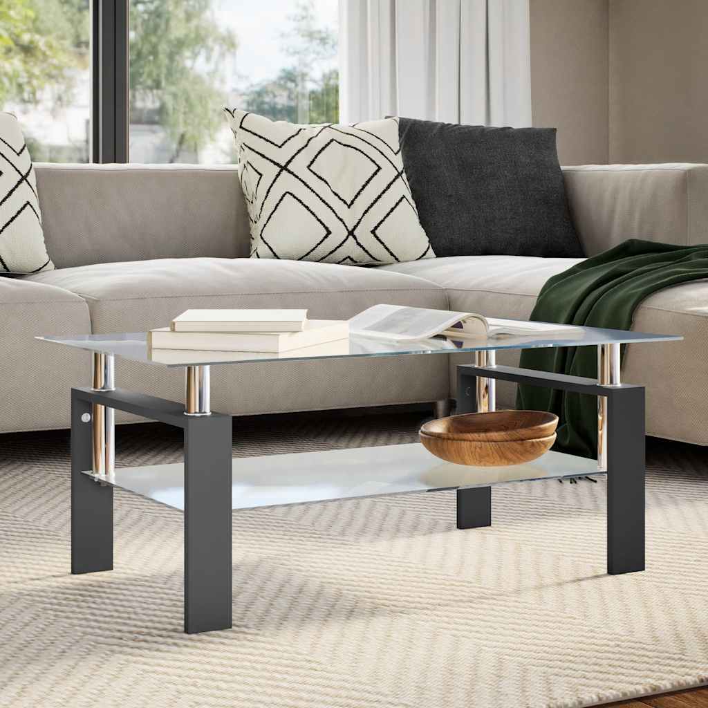 Stolić za kavu crno-prozirni 95 x 55 x 40 cm od kaljenog stakla