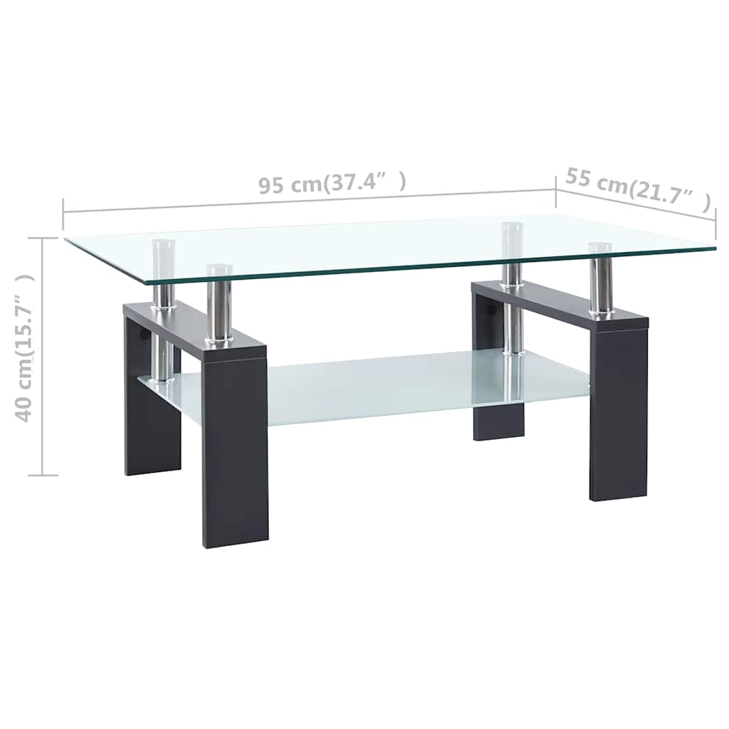 Stolić za kavu sivo-prozirni 95 x 55 x 40 cm od kaljenog stakla