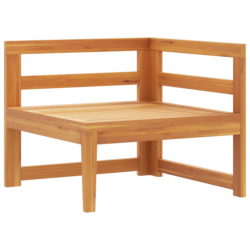 Kutna sofa s tamnosivim jastucima masivno bagremovo drvo