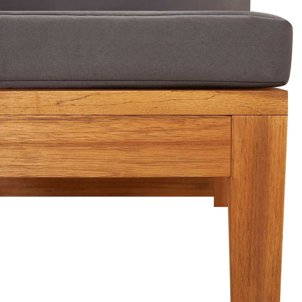 Kutna sofa s tamnosivim jastucima masivno bagremovo drvo