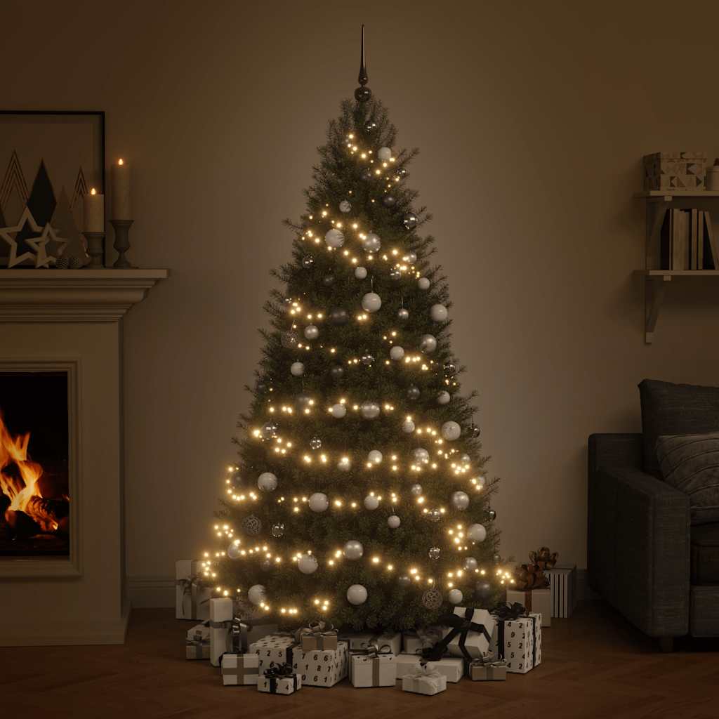 60-dijelni set božićnih kuglica s vrhom 150 LED bijelo-sivi