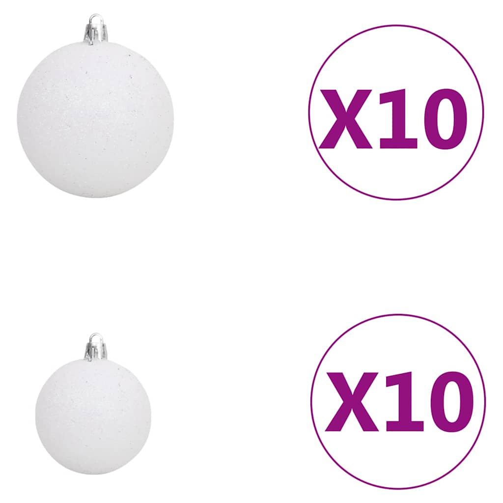 120-dijelni set božićnih kuglica s vrhom 300 LED bijelo-sive
