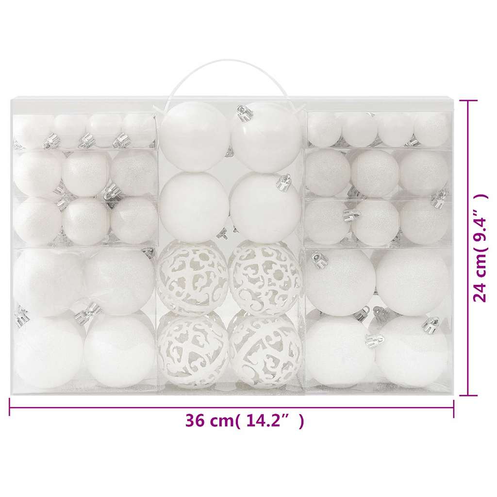 Set od 100 božićnih kuglica bijeli
