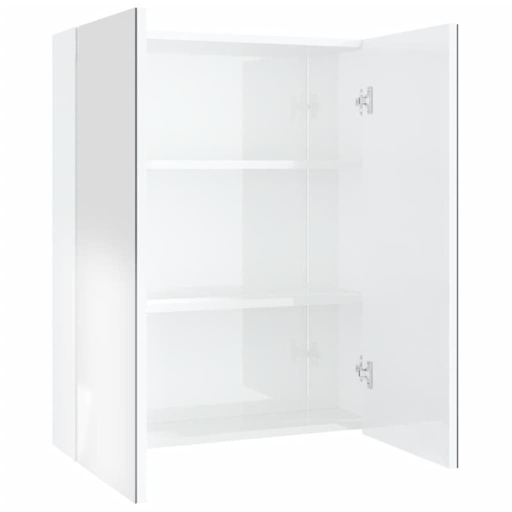 Kupaonski ormarić s ogledalom 60x15x75 cm MDF sjajni bijeli