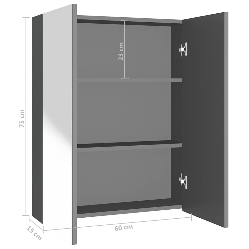 Kupaonski ormarić s ogledalom 60x15x75 cm MDF antracit