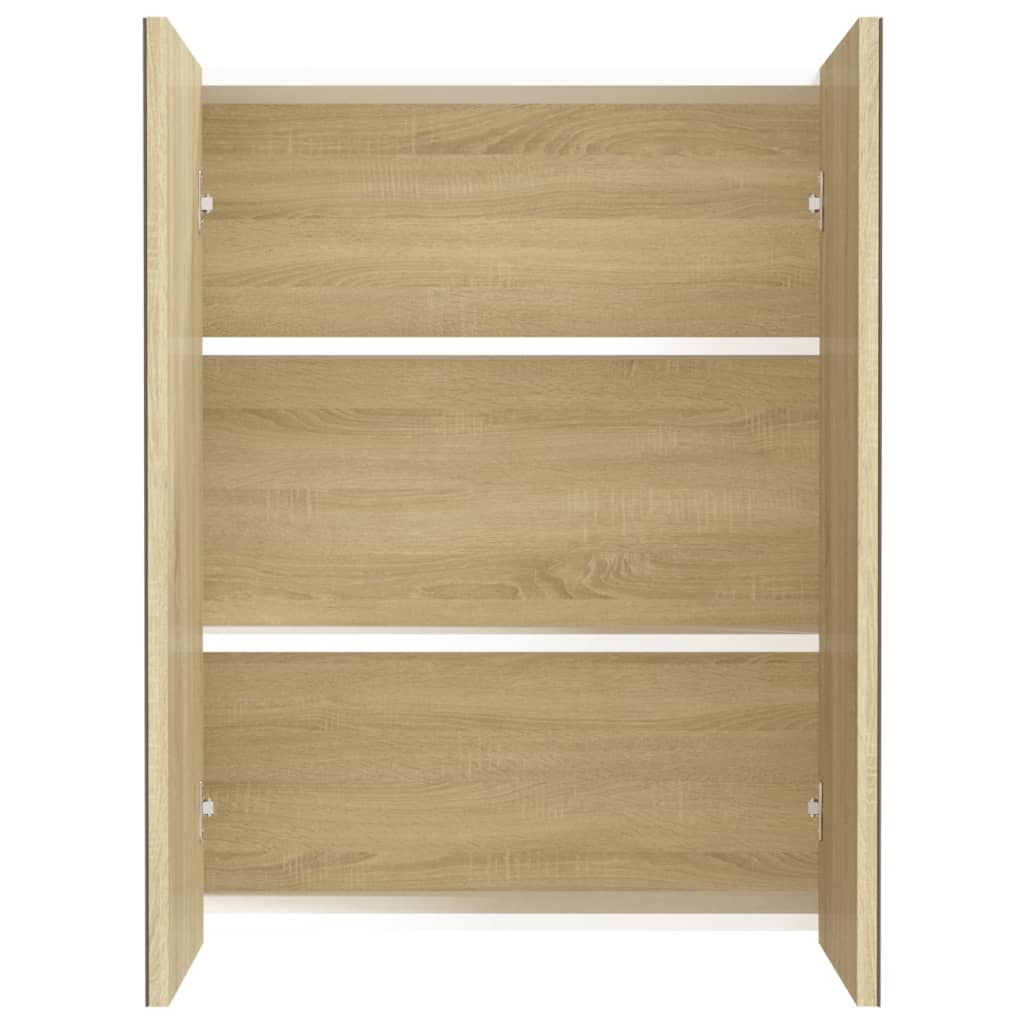 Kupaonski ormarić s ogledalom 60x15x75 cm MDF bijeli i hrast