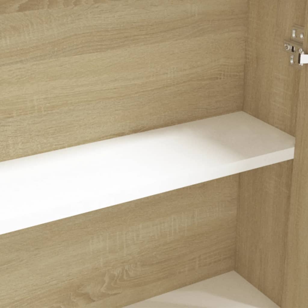 Kupaonski ormarić s ogledalom 60x15x75 cm MDF bijeli i hrast