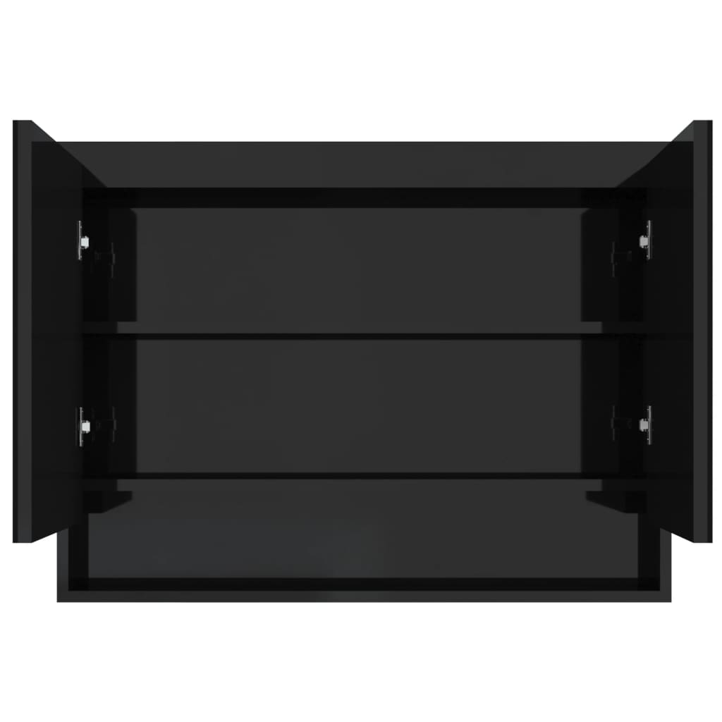 Kupaonski ormarić s ogledalom 80 x 15 x 60 cm MDF sjajni crni