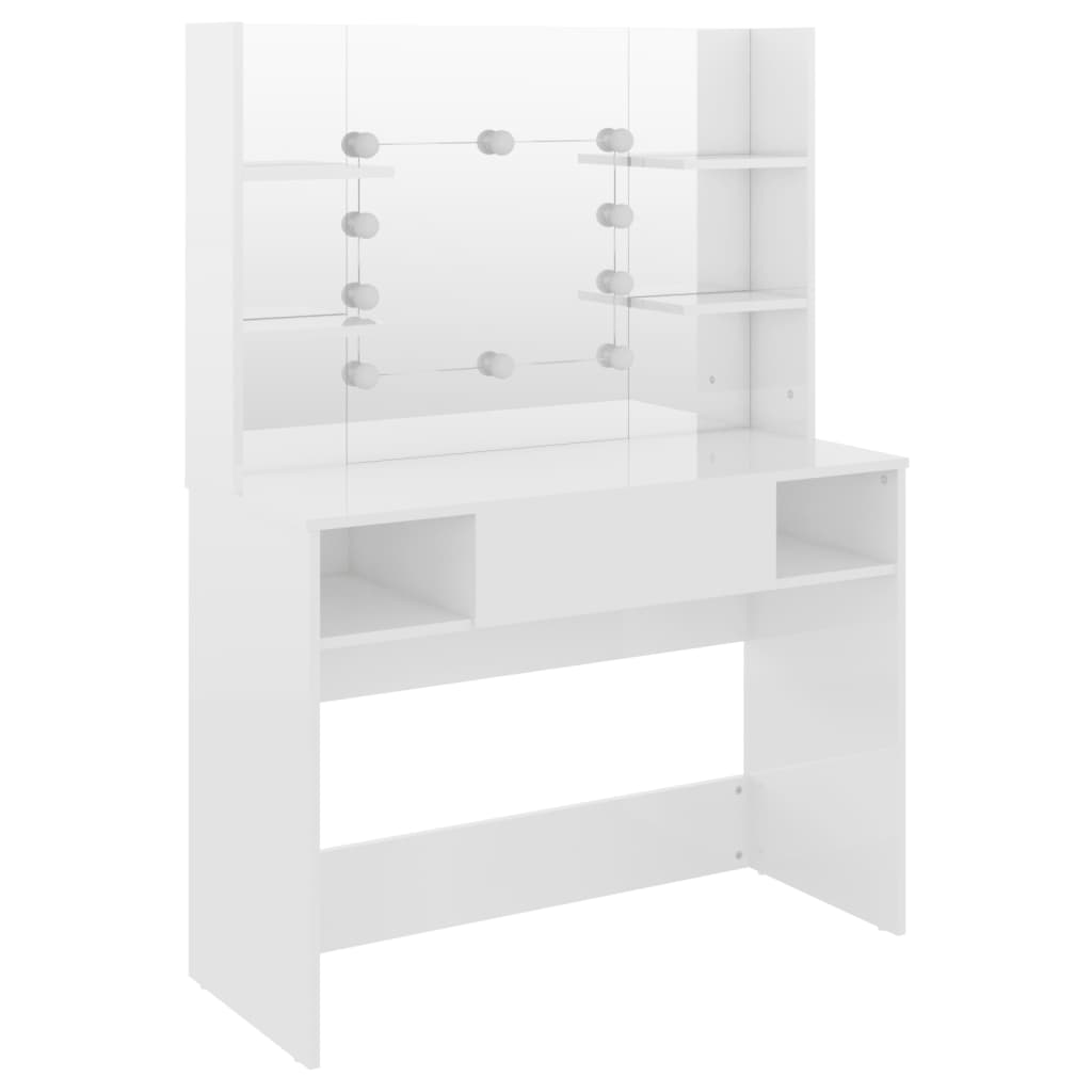 Stolić za šminkanje LED 100 x 40 x 135 cm MDF sjajni bijeli