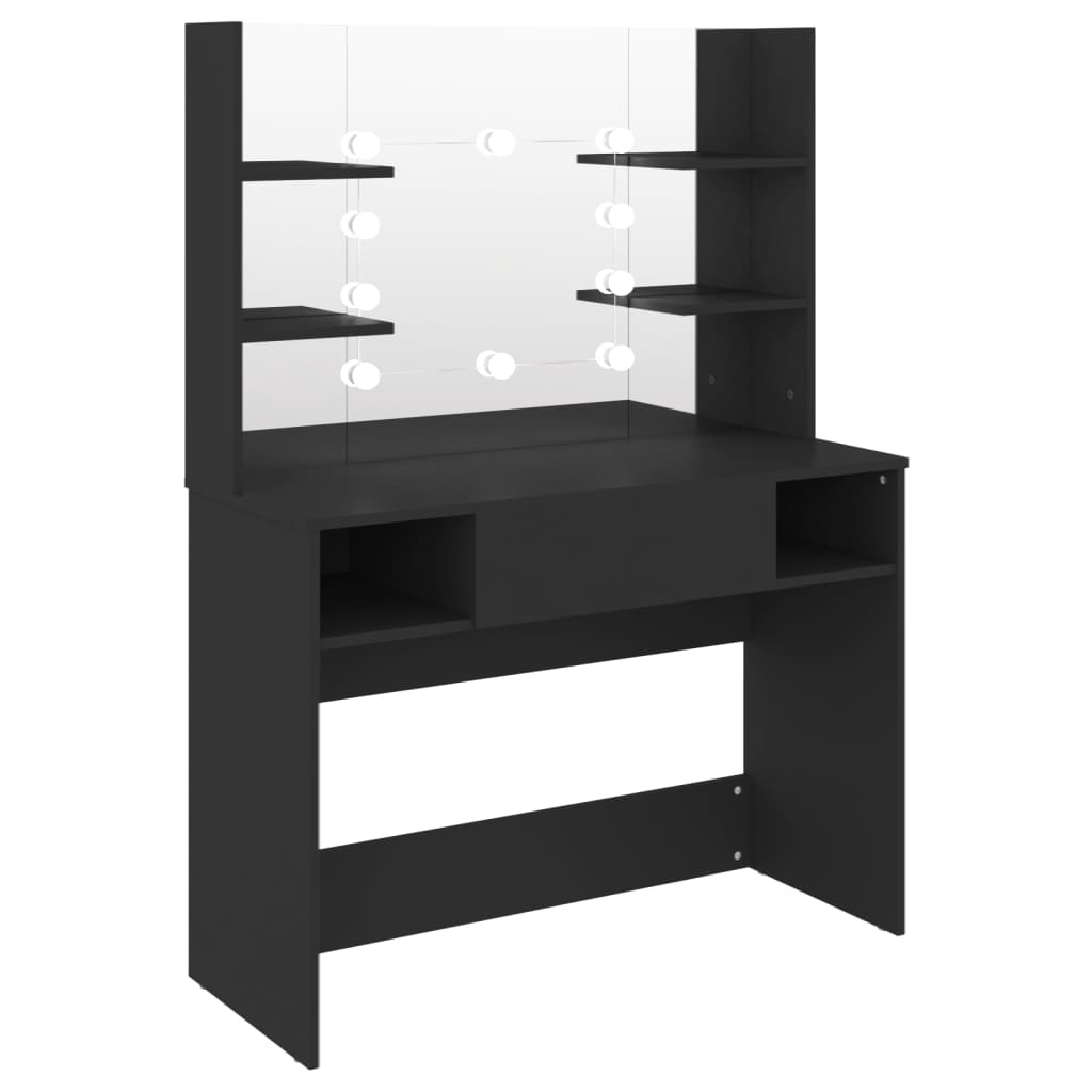 Stolić za šminkanje s LED svjetlima 100 x 40 x 135 cm MDF crni