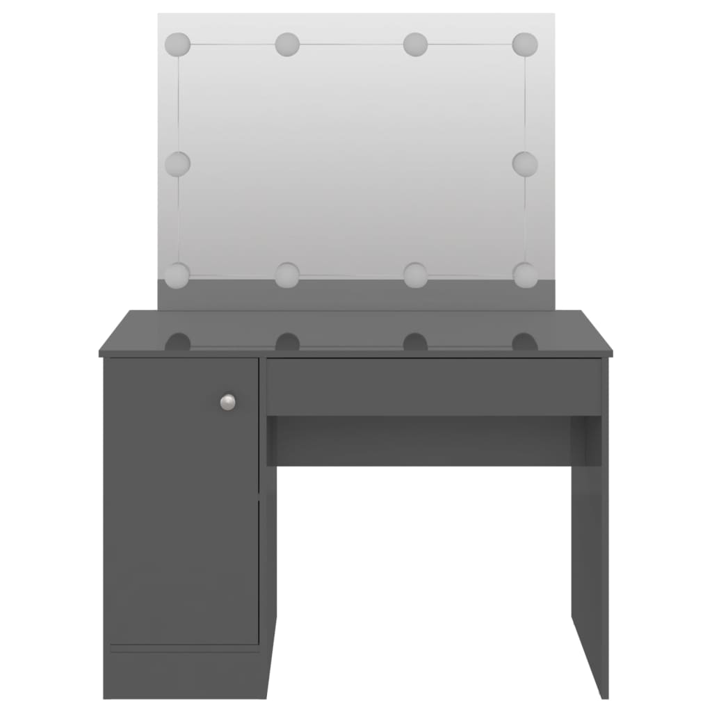 Stolić za šminkanje LED 110 x 55 x 145 cm MDF sjajni sivi