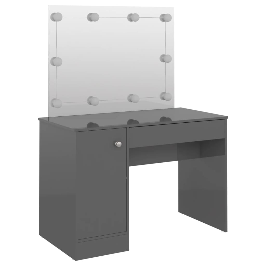 Stolić za šminkanje LED 110 x 55 x 145 cm MDF sjajni sivi