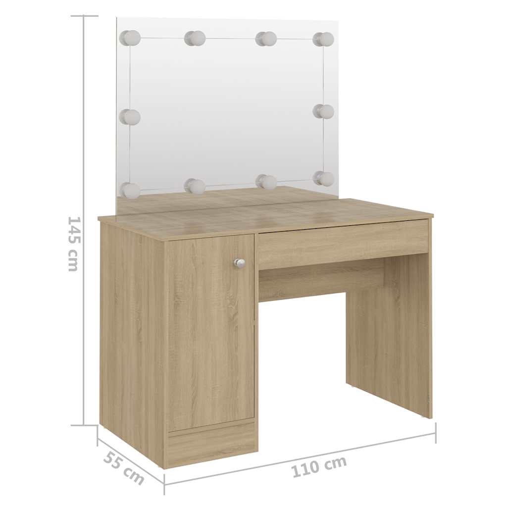 Stolić za šminkanje LED 110 x 55 x 145 cm MDF boja hrasta