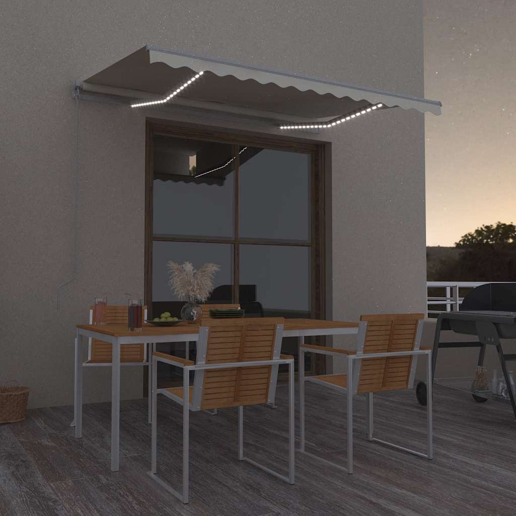 Tenda na ručno uvlačenje s LED svjetlima 300 x 250 cm krem