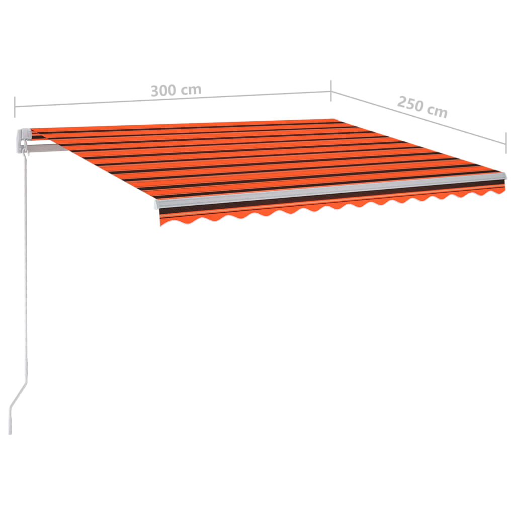 Tenda na ručno uvlačenje LED 300 x 250 cm narančasto-smeđa