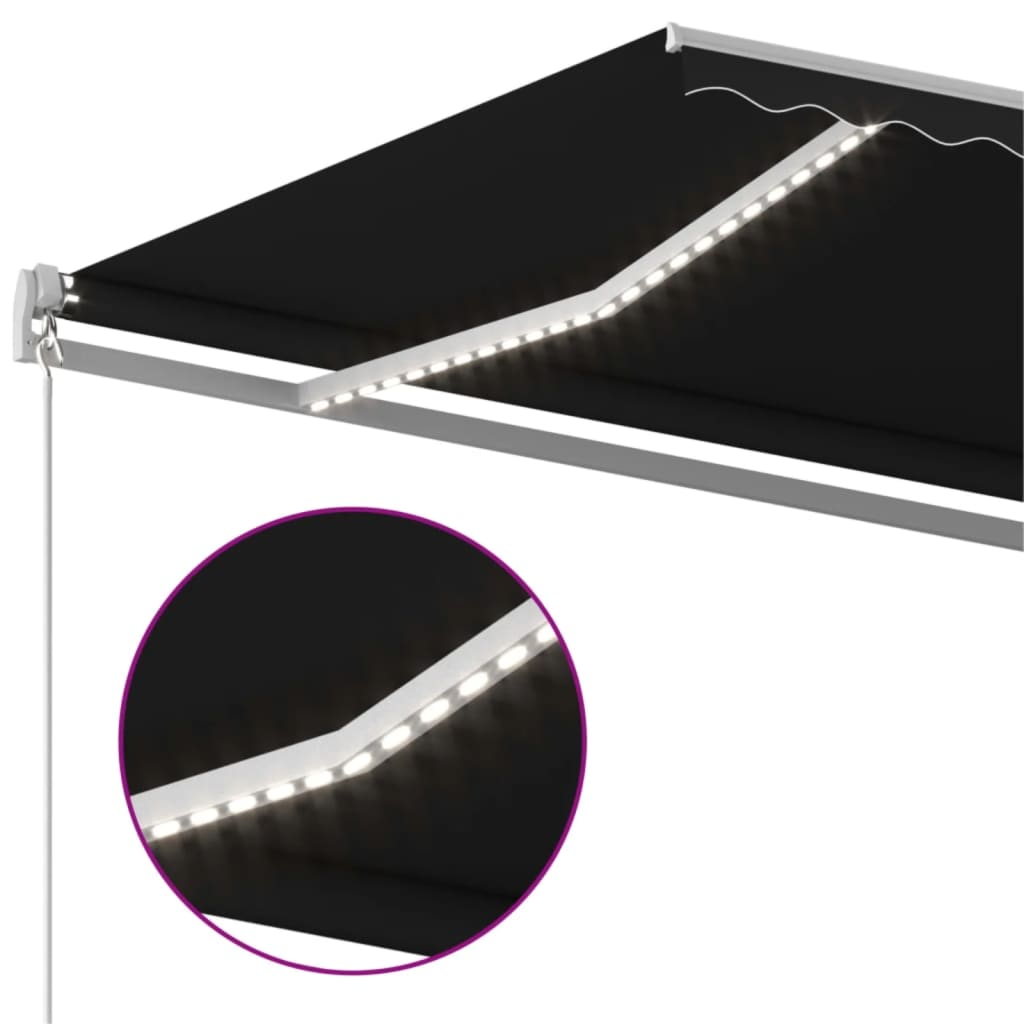 Tenda na ručno uvlačenje s LED svjetlima 400 x 300 cm antracit