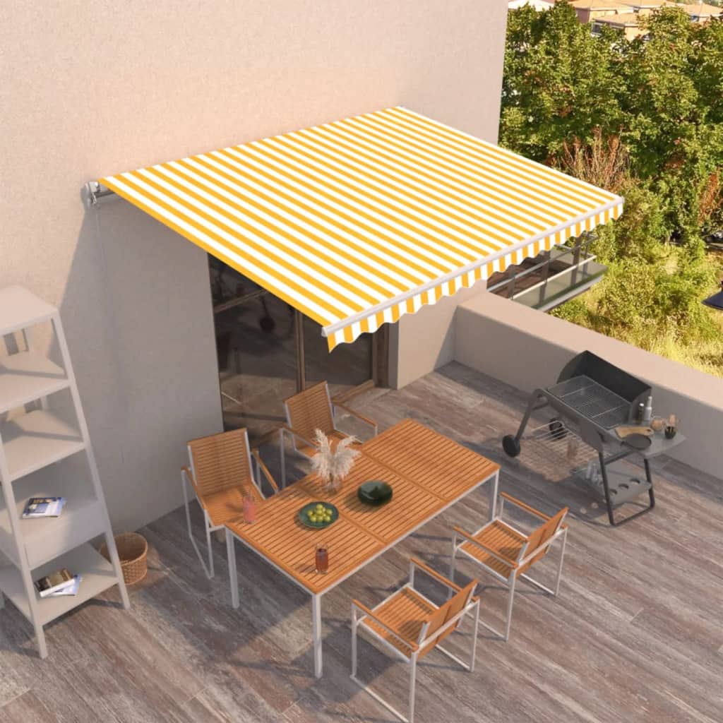 Tenda na ručno uvlačenje 450 x 300 cm žuto-bijela