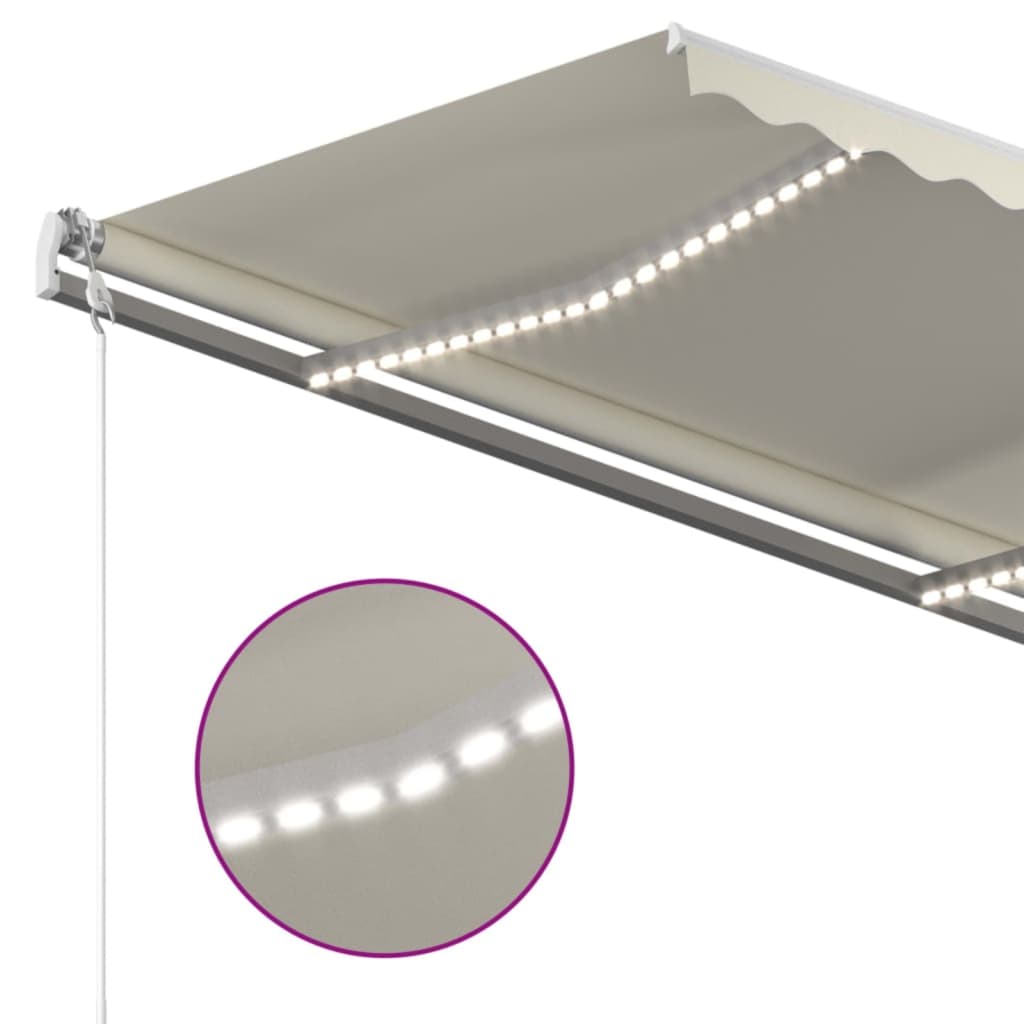 Tenda na ručno uvlačenje s LED svjetlom 450 x 300 cm krem