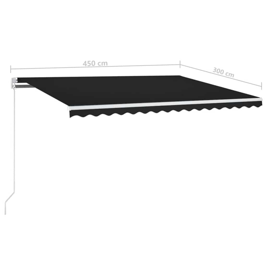 Tenda na ručno uvlačenje s LED svjetlima 450 x 300 cm antracit