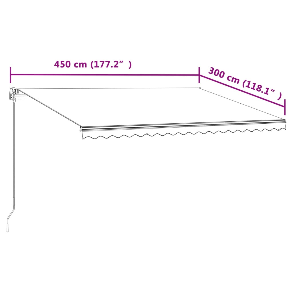 Tenda na automatsko uvlačenje 450 x 300 cm žuto-bijela