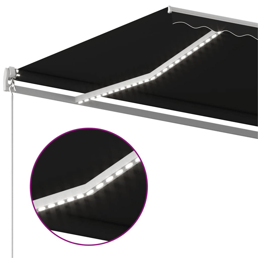 Tenda na ručno uvlačenje s LED svjetlima 500 x 300 cm antracit