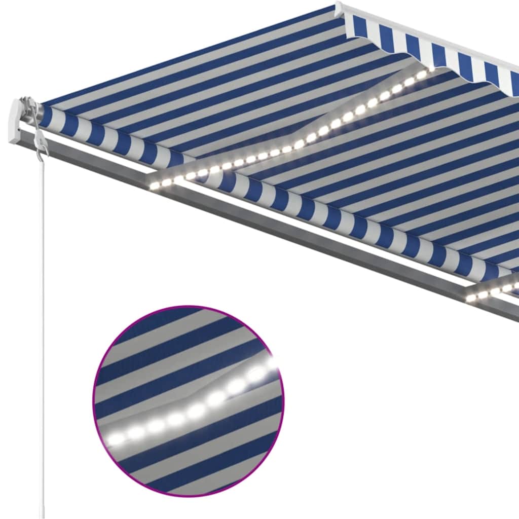 Automatska tenda sa senzorom LED 400x350 cm plavo-bijela