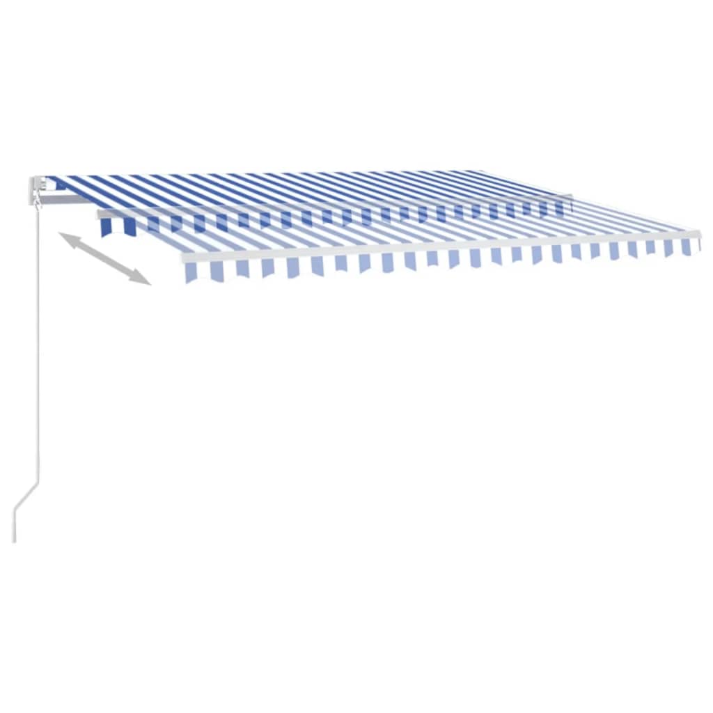 Tenda na ručno uvlačenje s LED svjetlom 450x350 cm plavo-bijela