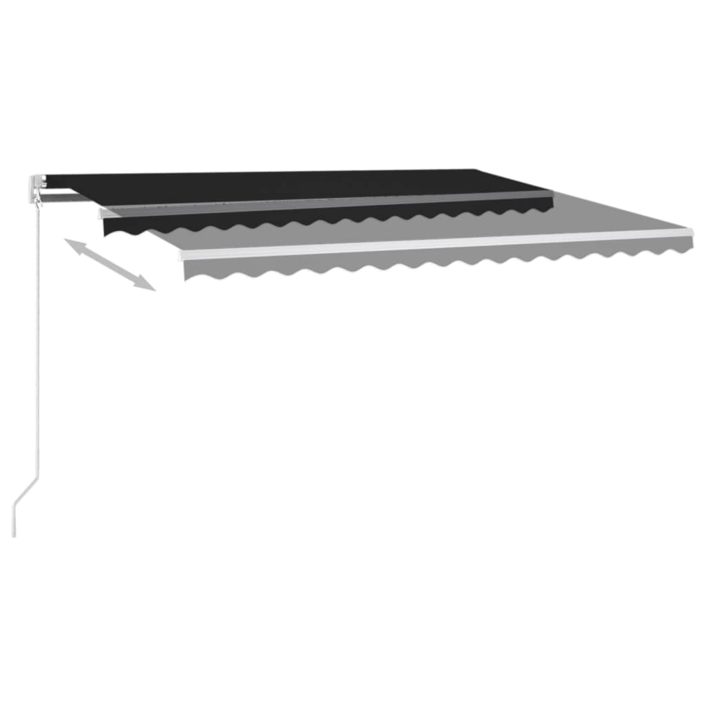 Tenda na ručno uvlačenje s LED svjetlima 450 x 350 cm antracit