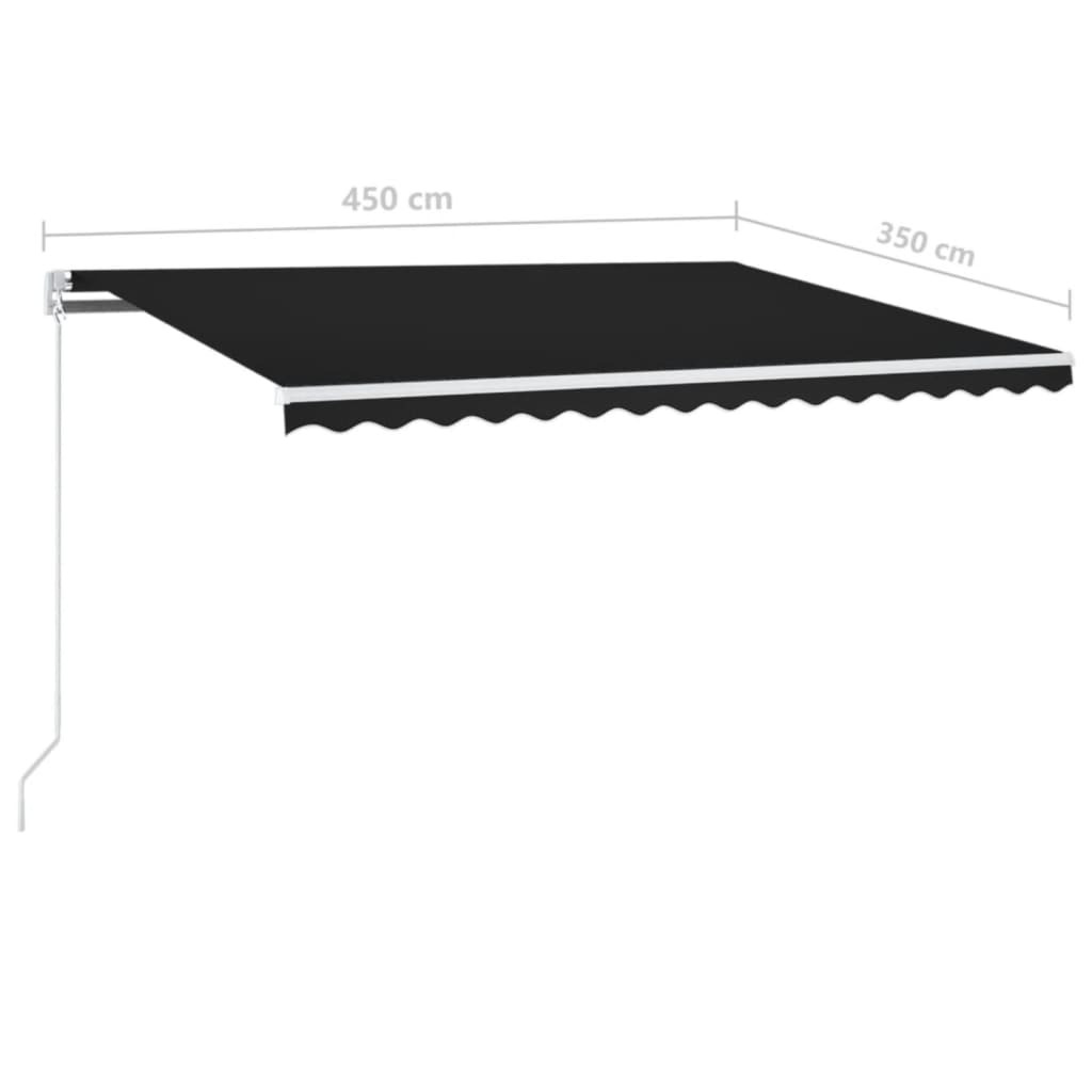 Tenda na ručno uvlačenje s LED svjetlima 450 x 350 cm antracit