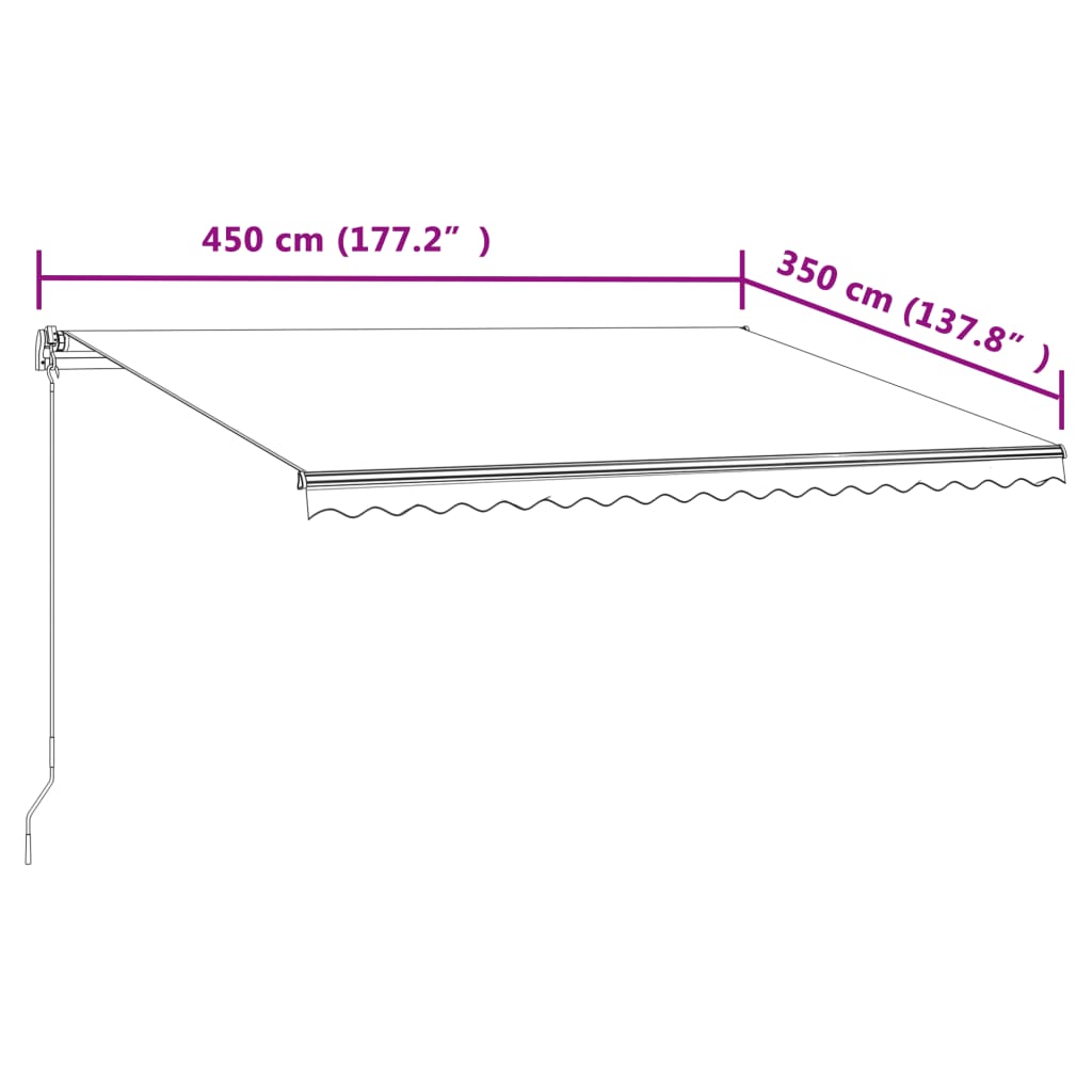 Tenda na automatsko uvlačenje 450 x 350 cm žuto-bijela
