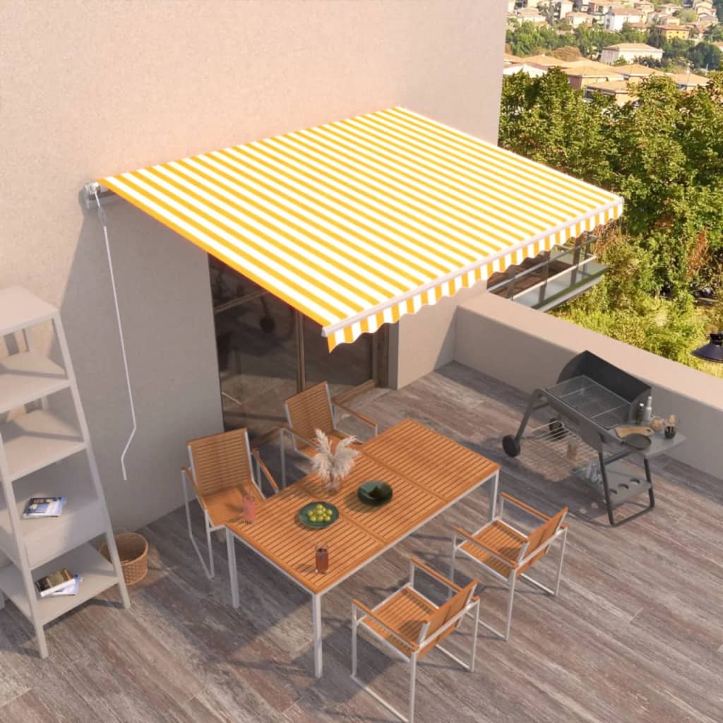 Tenda na automatsko uvlačenje 450 x 350 cm žuto-bijela