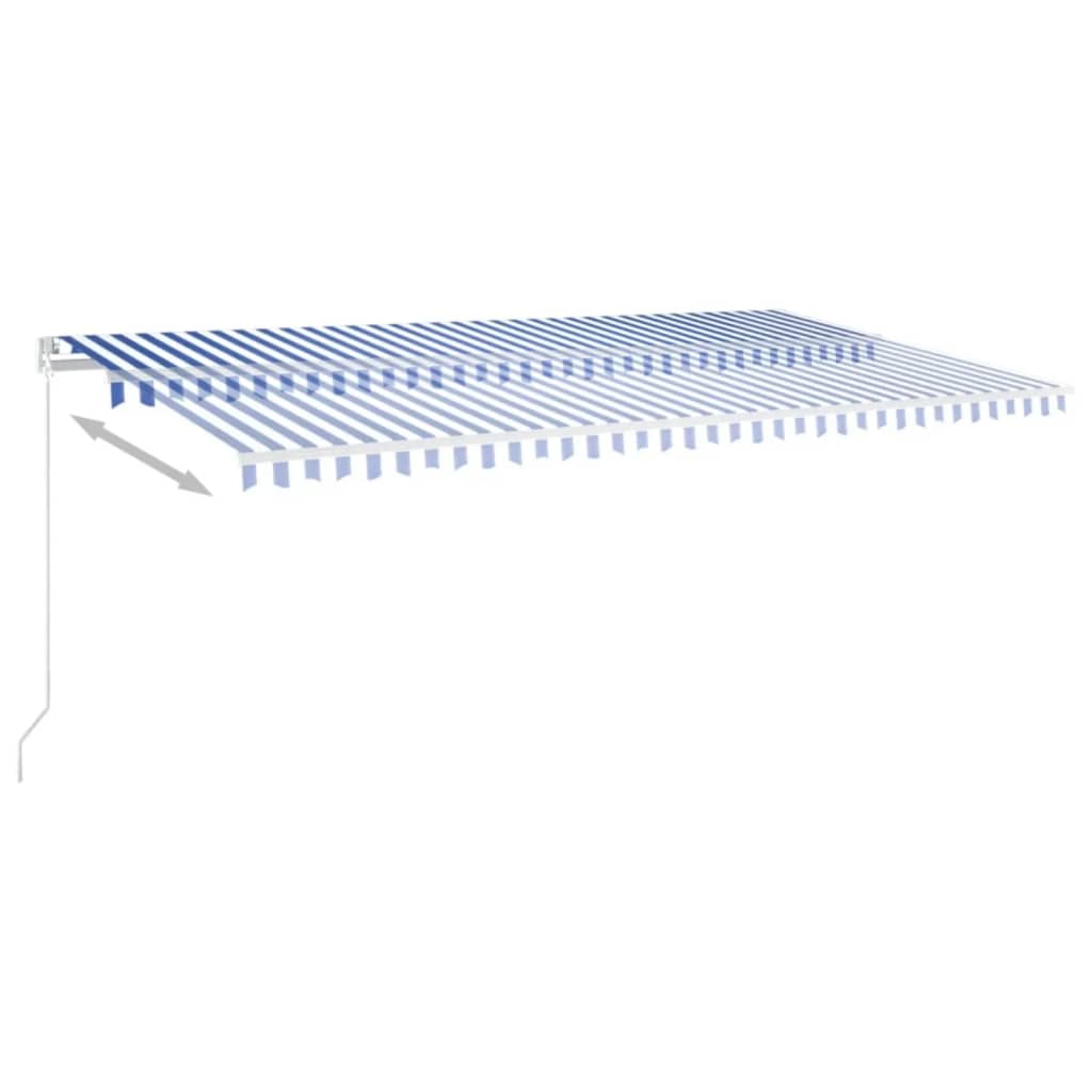 Tenda na ručno uvlačenje s LED svjetlom 600x350 cm plavo-bijela