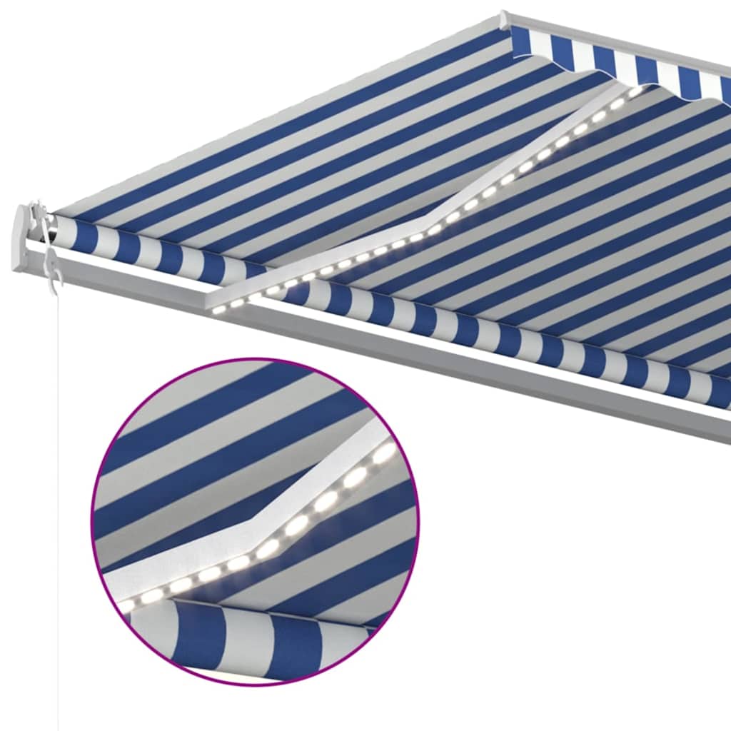 Automatska tenda sa senzorom LED 600x350 cm plavo-bijela