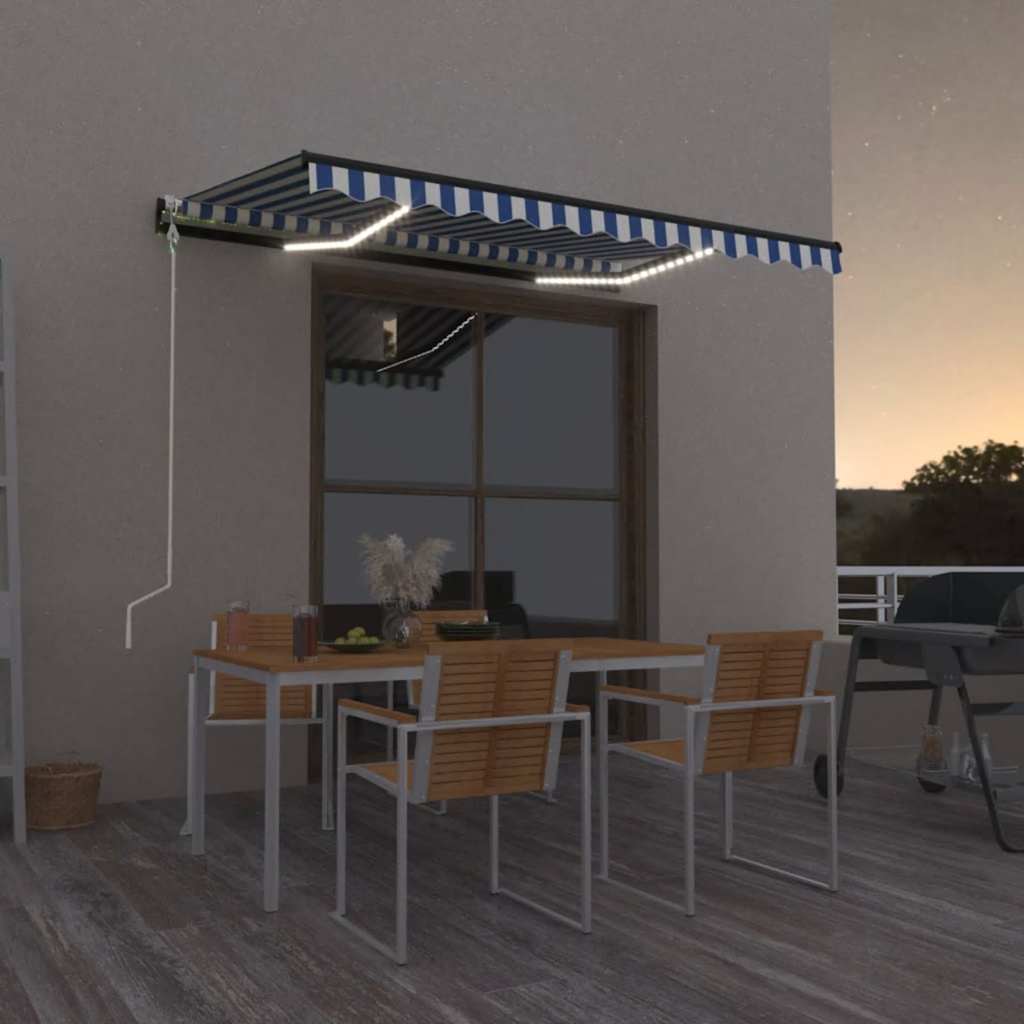 Automatska tenda sa senzorom LED 350x250 cm plavo-bijela