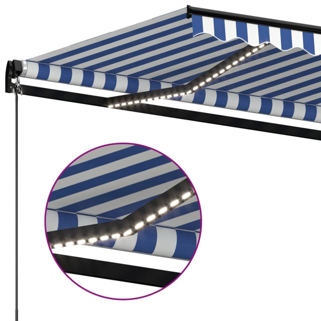 Tenda na ručno uvlačenje LED 400 x 300 cm plavo-bijela