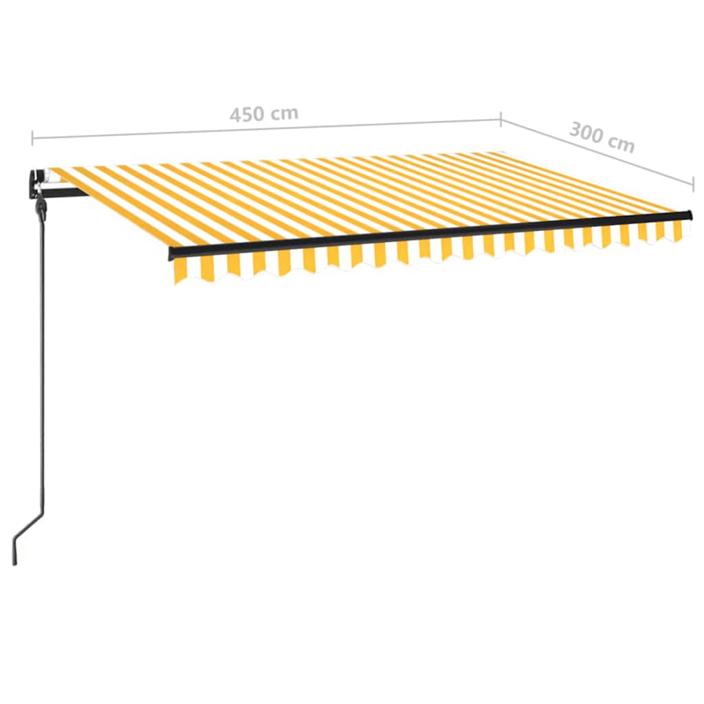 Tenda na ručno uvlačenje s LED svjetlima 450x300 cm žuto-bijela