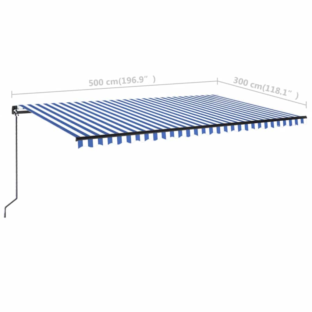 Tenda na ručno uvlačenje s LED svjetlom 500x300 cm plavo-bijela