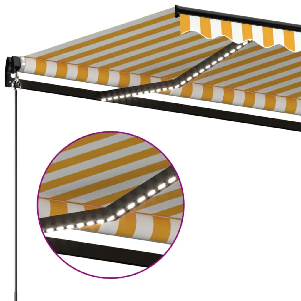 Tenda na ručno uvlačenje s LED svjetlom 500x300 cm žuto-bijela