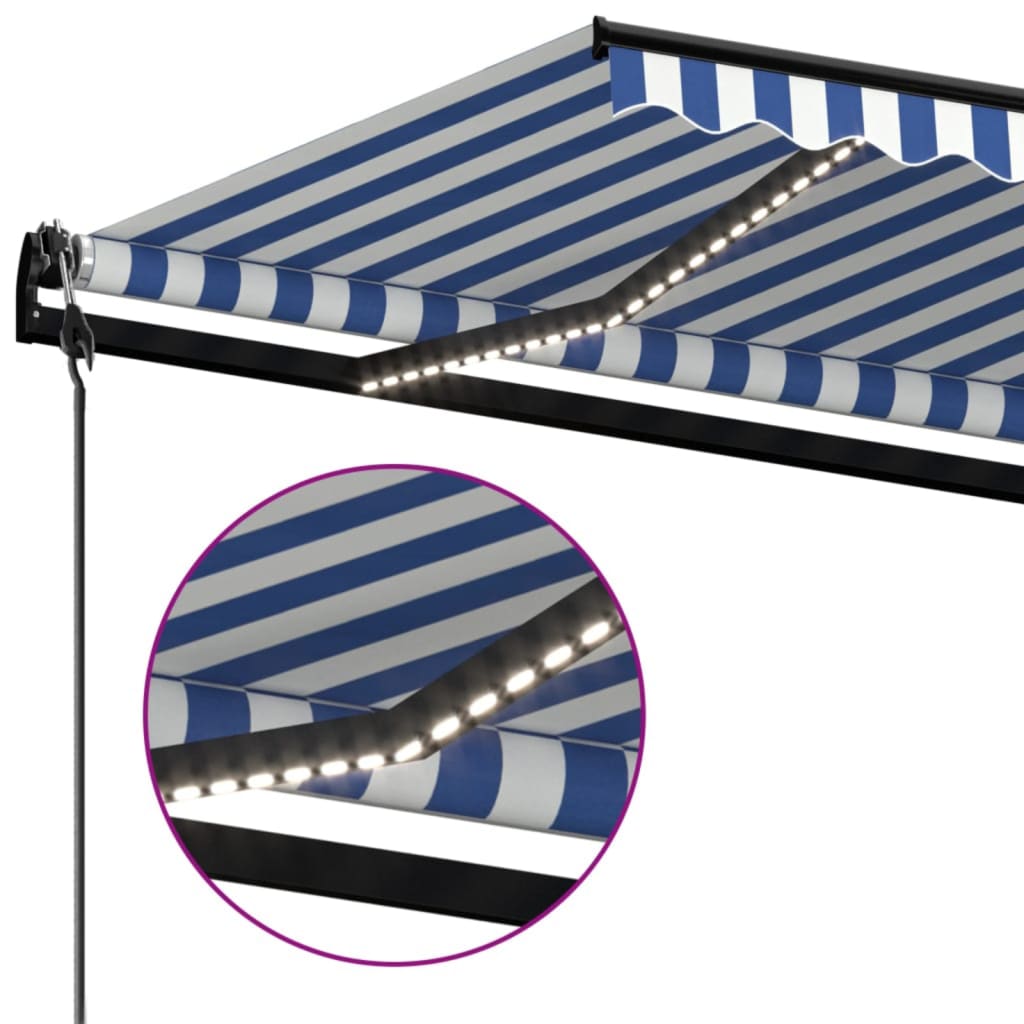 Automatska tenda sa senzorom LED 500 x 300 cm plavo-bijela