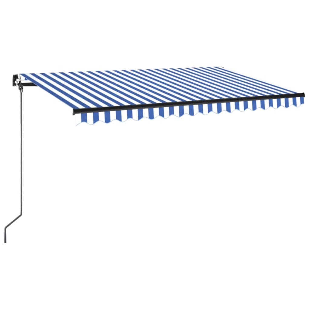 Tenda na ručno uvlačenje s LED svjetlom 450x350 cm plavo-bijela