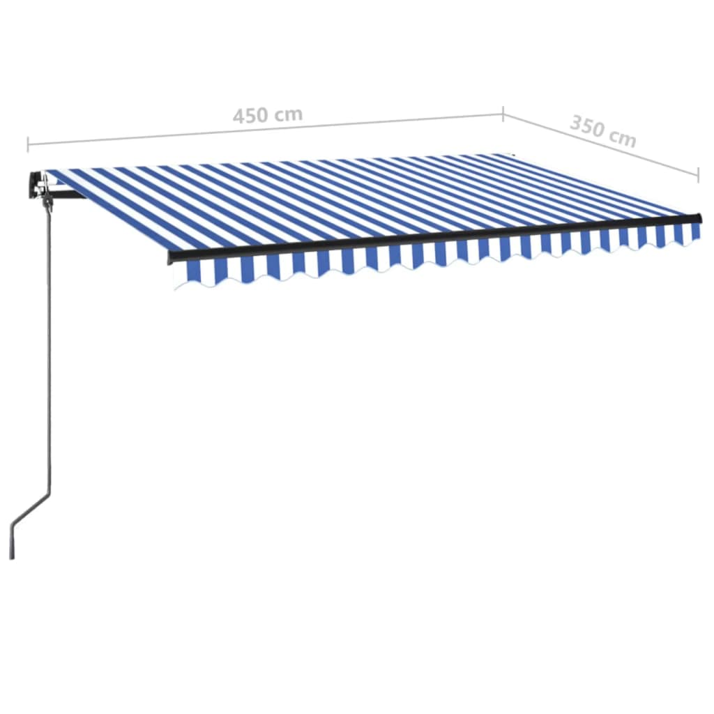 Tenda na ručno uvlačenje s LED svjetlom 450x350 cm plavo-bijela