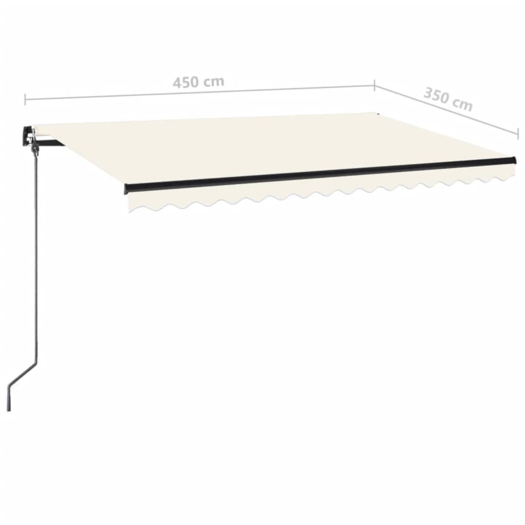 Tenda na ručno uvlačenje s LED svjetlima 450 x 350 cm krem